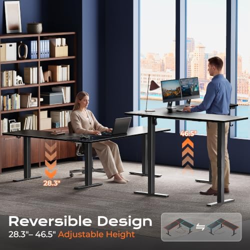 Huuger 75 x 63 Inch L Shaped Standing Desk with Power Outlets - Image 4