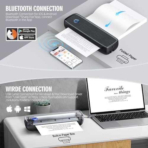 Portable Thermal Printer, Wireless & Bluetooth Mini Inkless Printer for Travel, Office, Home, Supports 8.5x11inch, Compatible with iPhone, Android, Laptop - Image 5