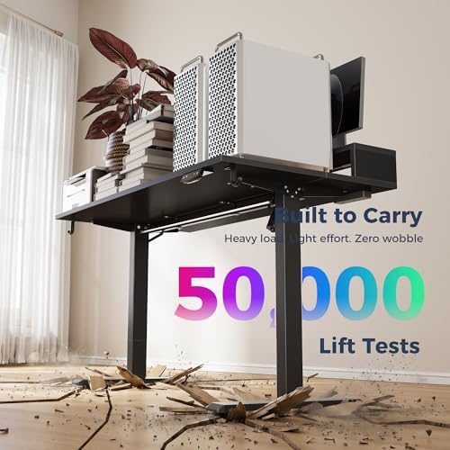 Klicelor Electric Standing Desk with Shelf, 48 Inch Height Adjustable Desk with Power Outlets & LED, Sit Stand Up Table with Monitor Stand, Computer Workstation for Home Office, Black - Image 4