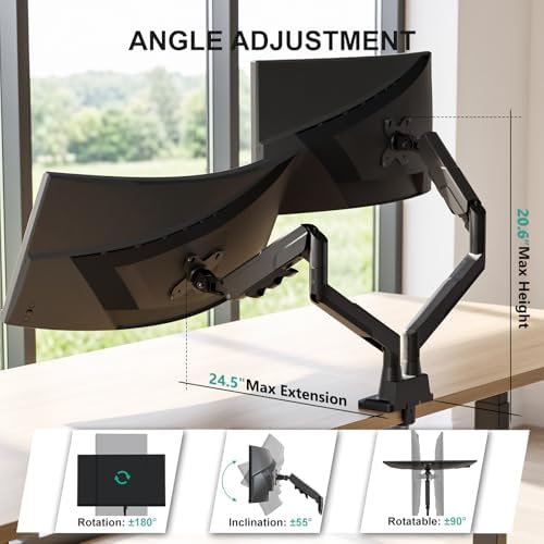 WALI Longer Dual Monitor Arm for 13-43 inch Curved Screens, 33 lbs per Arm - Image 5