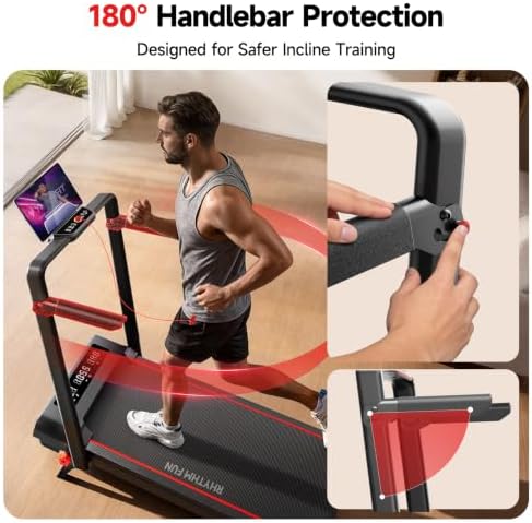 RHYTHM FUN Incline Walking Pad with Handle Bar, 37.5" Runng Belt, 300 LBS - Image 2