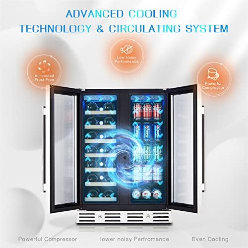 24 Inch Wine and Beverage Fridge, Wine Refrigerator Dual Zone Hold 20 Bottles and 78 Cans,Built-In or Freestanding Digital Touch Control - Image 5