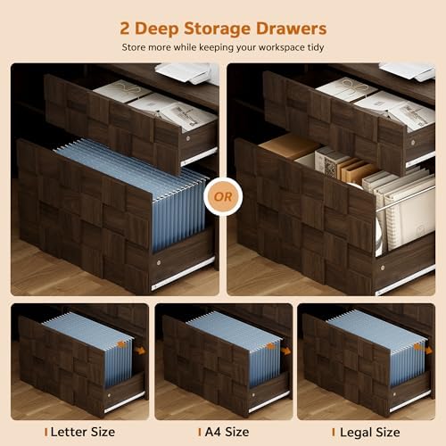 67" L Shaped Standing Desk with Drawers Electric Corner Desk Brown - Image 5