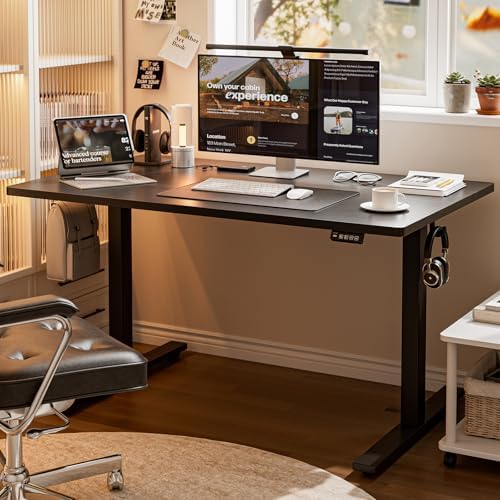 Grandder 47x32 Large Electric Standing Desk, Height Adjustable Computer Desk with 2 Memory Presets, 31.5" Deep Desktop Sit Stand Desk Home Office Desk Workstation Table with Hooks, Black - Image 2