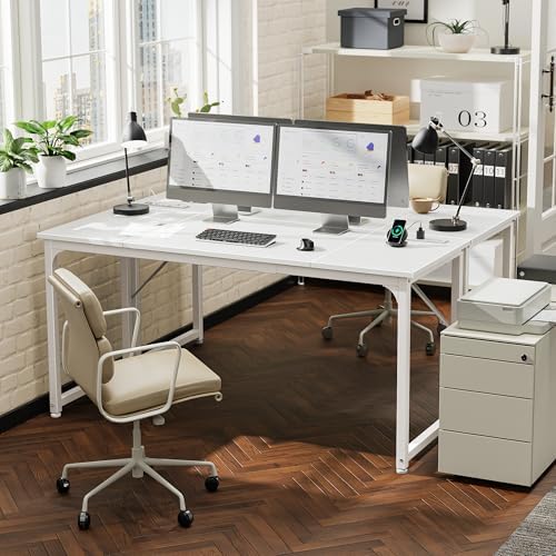 PRAISUN 63 X 24 Inch Computer Desk, Power Outlets, USB-C, White - Image 2