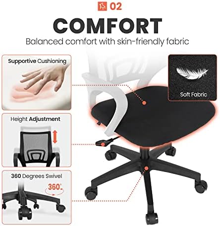 NEO CHAIR Office Computer Chair Ergonomic Mid-Back Desk Chair, Mesh Black - Image 4