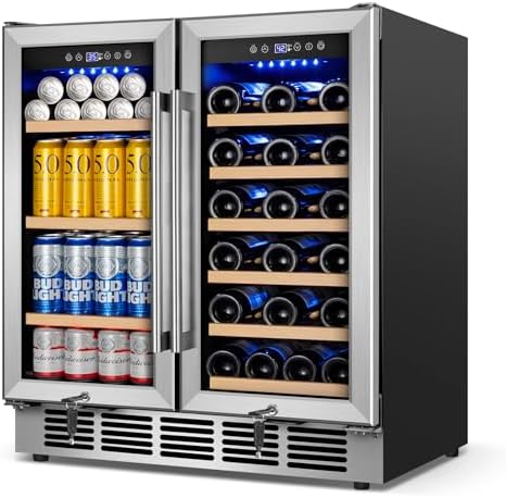 30" Dual Zone Wine and Beverage Refrigerator, Under Counter or Freestanding by FoMup