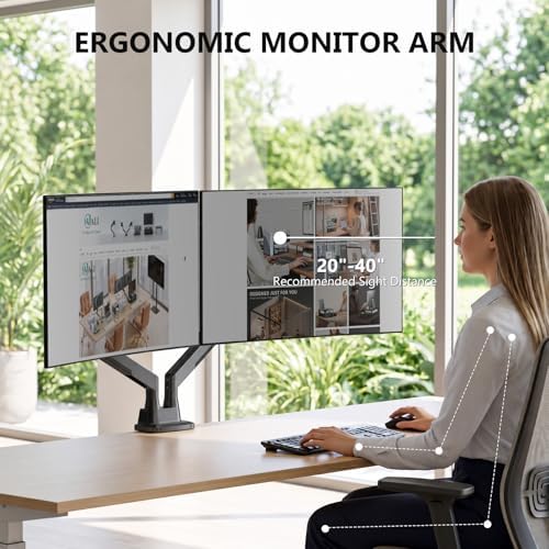 WALI Longer Dual Monitor Arm for 13-43 inch Curved Screens, 33 lbs per Arm - Image 4