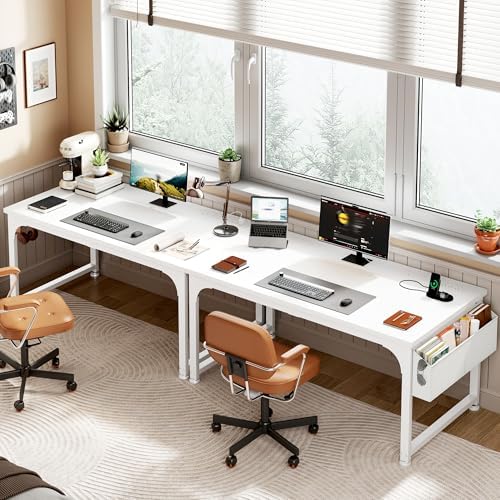 DurayLoly 47 x 24 Computer Desk, 2X Thicker Desktop,2.2” Steel Frame, White - Image 5