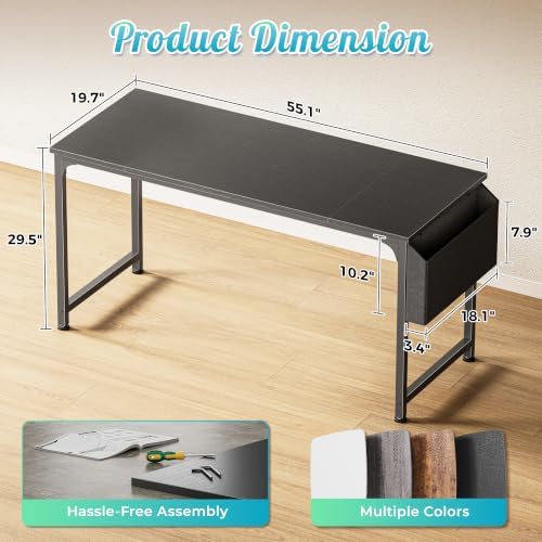 PRAISUN 55'' Computer Desk with Fabric Storage Bag - Image 3