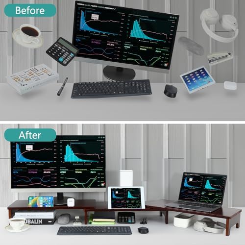 Nnewvante Bamboo Monitor Riser, 60 inch Upgrade Height Large TV Riser - Image 6