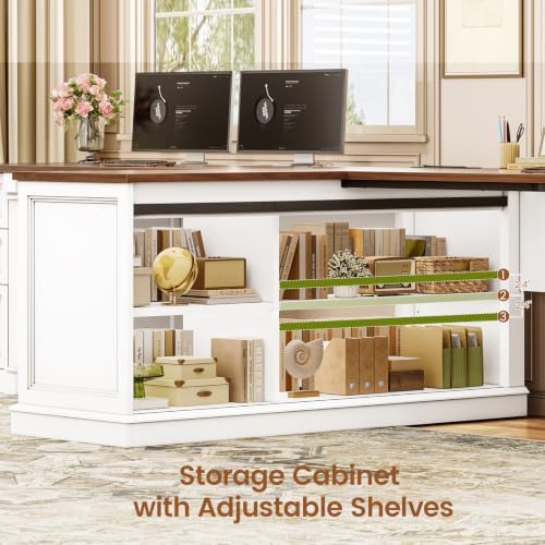 SEDETA 110.2" 2 Person Desk with 6 Drawers & Storage Shelves, Power Strip - Image 6
