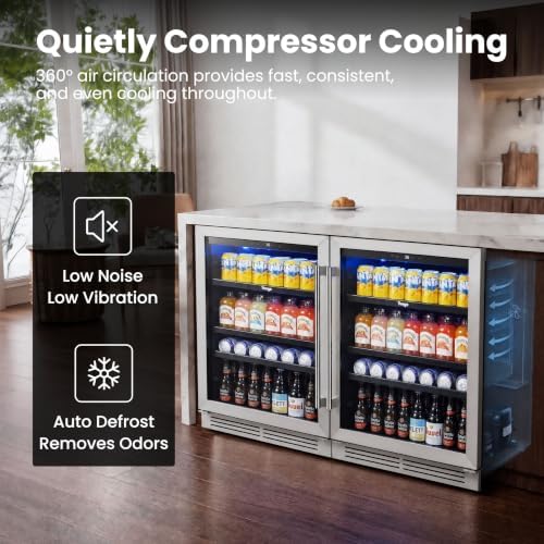 Yeego Beverage Refrigerator - 48 inch 360 Cans Beer Cooler with Glass Door - Image 4