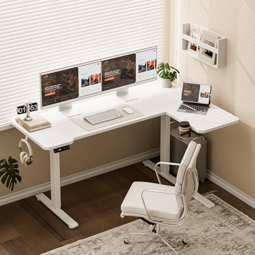 Acrolix L Shaped Electric Standing Desk,71x43.5 Reversible,White - Image 2