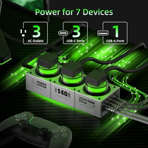 MFish E-Tank 7-in-1 Desktop Charging Station, 140W Max GaN USB-C Charger - Image 3