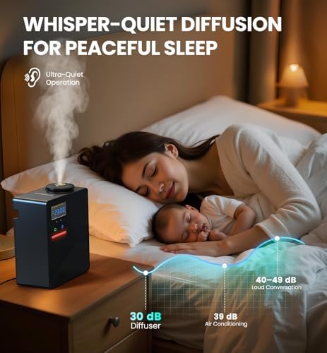 Waterless Essential Oil Diffuser with 2 x 100ML Oils, 5000 Sq.Ft Whole House Scent Machine, 200ml Cold Air Fragrance Diffuser with Bluetooth App Control for Home Hotel Office, Black - Image 6