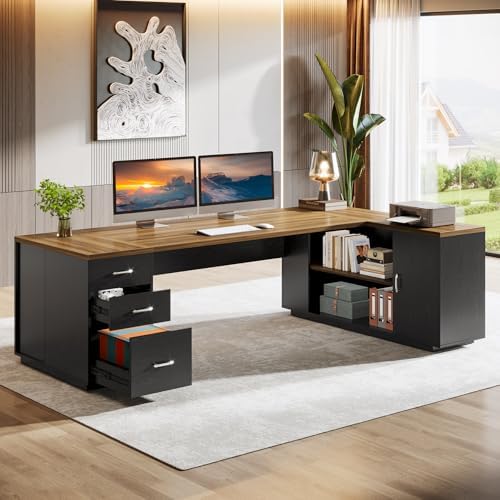Tribesigns 86" L-Shaped Executive Office Desk, Extra Large Home Office Desk - Image 3