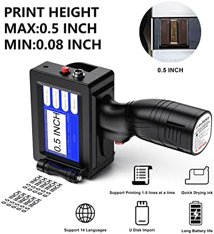 Handheld Printer Portable 1580P1 with 4.3 Inch Touch Screen Quick-Drying Handheld Inkjet Printer Printing Height 0.08-0.5" Barcode/Label/Logo/QRCode/Date/Batch Number/Barcode - Image 2