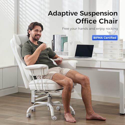 amseatec Big and Tall Office Chair, Reclining Executive Chair with Footrest - Image 3