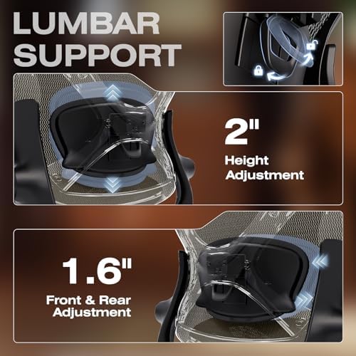 ELABEST X100 Ergonomic Mesh Office Chair with Footrest, Big and Tall Home Desk Chair with 5D Flip-Up Arms, Adjustable 3D Lumbar Support, Gaming & Executive Computer Chair (Coffee Break) - Image 6