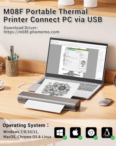 Phomemo Inkless Portable Printer for Travel - Wireless Thermal Printer Compatible with Phone & Laptop, Bluetooth Printers Supports 8.5" X 11" Letter Thermal Paper, Come with Carry Case - Image 3