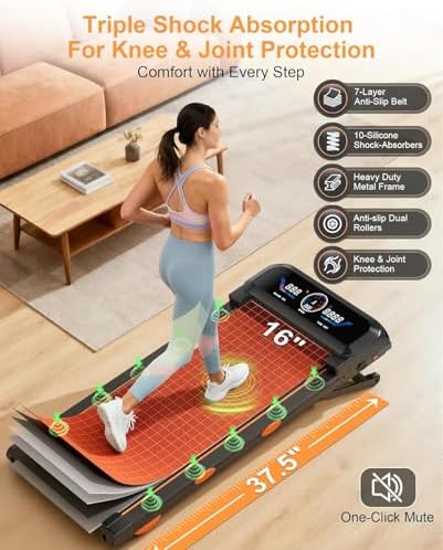 Walking Pad Treadmill with 15% Auto Incline 12-Level, Under Desk Treadmill for Home 450 lbs Capacity, Walking Pad with Incline, RGB UI Screen, Bluetooth Speaker & APP, 3.5HP Quiet Desk Treadmills - Image 6