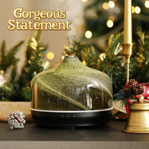 Porseme 500ml Glass Essential Oil Diffuser Aromatherapy Ultrasonic Cool Mist Humidifier 15-21 Running Hours Waterless Auto-Off Air Diffusers for Sleeping Yoga Working Spa(Obsidian) - Image 4