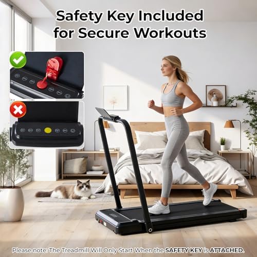 Foldable Walking Pad Treadmill for Home Office with Handle Bar, 3-in-1 Portable Treadmill Under Desk, Low Noise Operation, Remote Control & LED Display, Black - Image 6