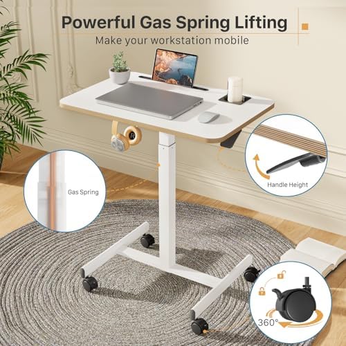28 inch Mobile Rolling Standing Desk Height Adjustable with Wheels - Image 5