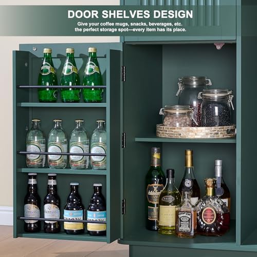 Okvnbjk Mini Fridge Cabinet with Storage & Power Outlet, Green - Image 4