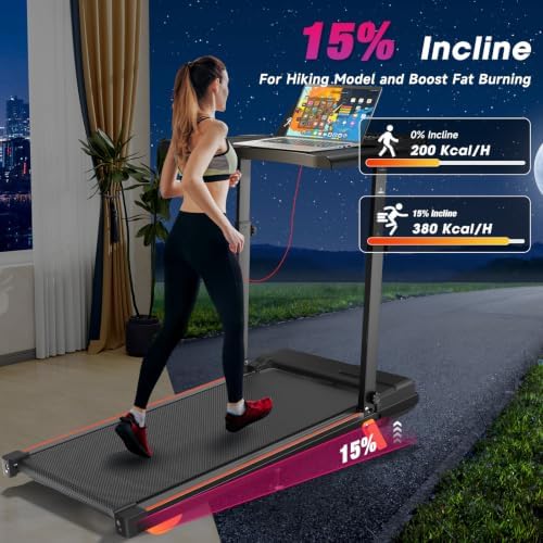 Walking Pad Treadmill with Handle Bar & Incline, Desk Workstation 8MPH - Image 3
