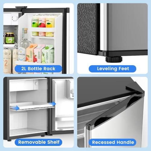 Electactic 1.6 Cu.ft Mini Fridge – Compact Reversible Door Refrigerator with Adjustable Thermostat, Ultra-Quiet Operation, Ideal for Office, Dorm, Bedroom, Apartment (Silver) - Image 5