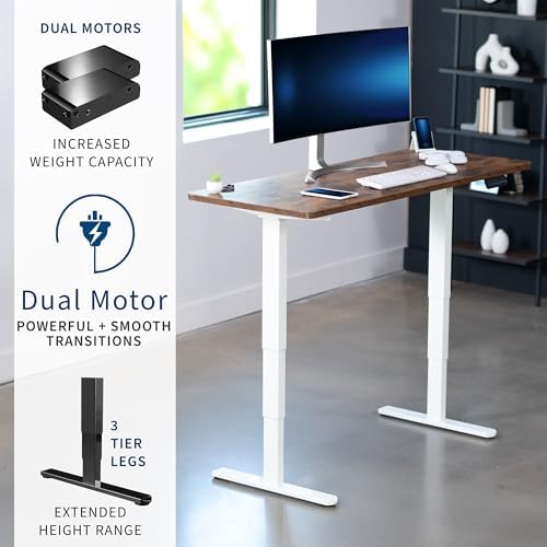 VIVO Rustic Vintage Brown 60 x 24 in Standing Desk, DESK-KIT-2W6N - Image 4