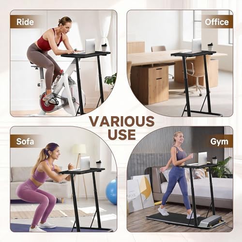 Adjustable Treadmill Walking Pad Desk, for Bike/Cycling Trainer, Workstation Standing Desk, Trainer Stand Table for Indoor, Treadmill Attachment-Exercise While Working or Watching TV, Black - Image 6
