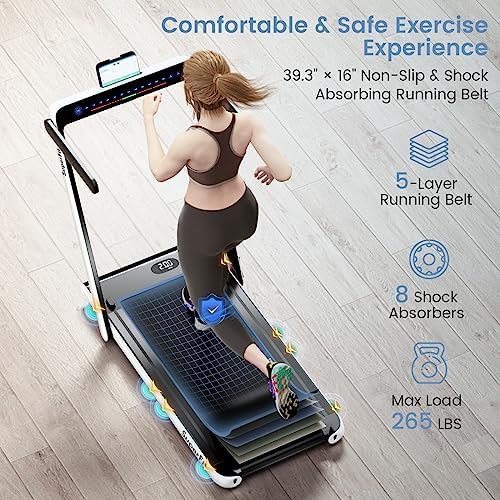 Goplus 2 in 1 Under Desk Treadmill, 2.25HP Superfit Folding Treadmill with Touch Panel Control, App Control, Remote Control, Bluetooth Speaker, Foldable Walking Treadmills for Home Office - Image 3