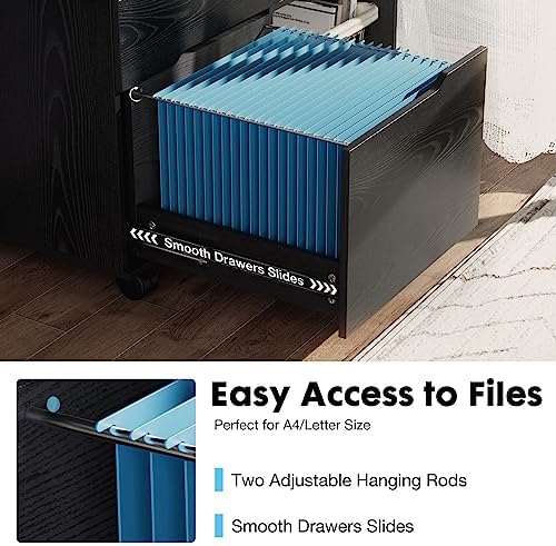 OLIXIS 3 Drawer Lateral File Cabinet, Rolling Printer Stand with Storage - Image 5