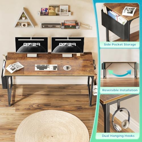 PRAISUN 55'' Computer Desk with Fabric Storage Bag - Image 4