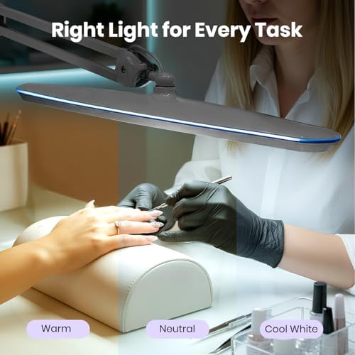 Neatfi XL 2,200 Lumens 20W LED Task Lamp – 23” Ultra-Wide Head | 182 SMD LEDs | 4 Brightness Levels | 3 Light Modes | Eye-Caring, Glare-Free | Adjustable Arm (Silver, CCT with Clamp) - Image 2