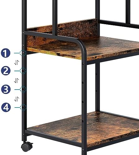 Arbuxzuy Printer Stand with Storage Shelf,3 Tier Printer Cart with Wheels,Mobile Printer Table for Home Office,Stands for Printer Heat Press Scanner Fax,Industrial Style (Brown) - Image 5