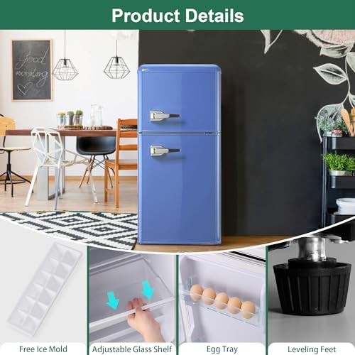 Retro Mini Fridge with Freezer 4.0 Cu. Ft, Small Refrigerator Dual Door - Image 6