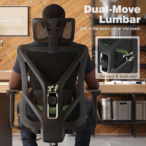 ELABEST Mesh Office Chair,Ergonomic Computer Desk Chair,Sturdy Task Chair- Adjustable Lumbar Support & Armrests,Tilt Function,Comfort Wide Seat,Swivel Home Office Chair (Onyx) - Image 6