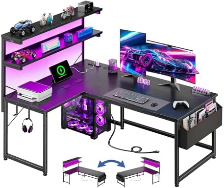 DurayLoly L Shaped Gaming Desk with No Side Bar Shelf for Small Space,Black by Durayloly