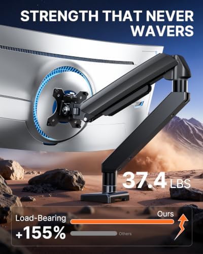 ErGear Heavy Duty Monitor Arm for 13-49″ Ultrawide Screens, 37.4 lbs Capacity, Full Motion Monitor Desk Mount, Rock-Solid Support, Dual C-Clamp & Grommet Mount, VESA 75x75/100x100mm - Image 3