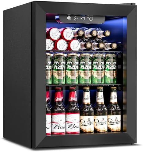 Feelfunn 1.7 Cu.Ft Beverage Refrigerator, 68 Can Mini Fridge, Black by Feelfunn