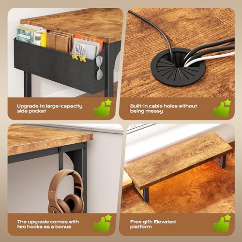 DurayLoly 47x24“ Computer Desk, 2X Thicker Desktop,2.2” Steel Frame, White - Image 6