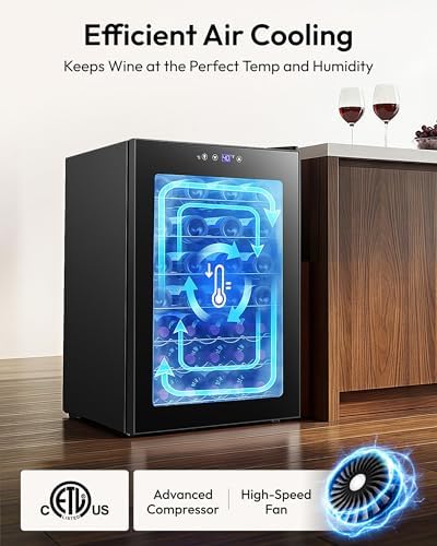 EUHOMY 45 bottle Wine Cooler Refrigerator, Wine Fridge Glass Door, Black - Image 4