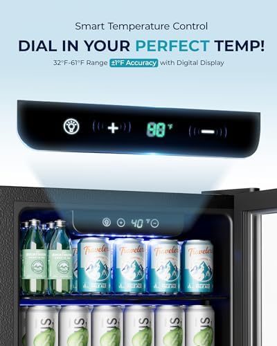 EUHOMY 128 Can Mini Fridge, Beverage Refrigerator with Glass Door, Silver - Image 4