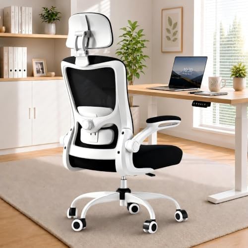 Ergonomic Office Chair for Long Hours, Adjustable Padded Lumbar Support for Lower Back Relief, 330 lb Capacity, Comfortable Computer Desk Chair for Home Office, Work & Study by DesignedforFocusedHours