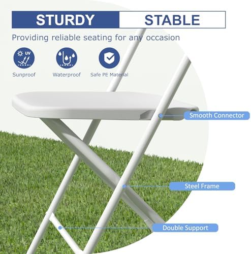 70 Pack White Folding Chairs for School Events Wedding Party Picnic - Image 6