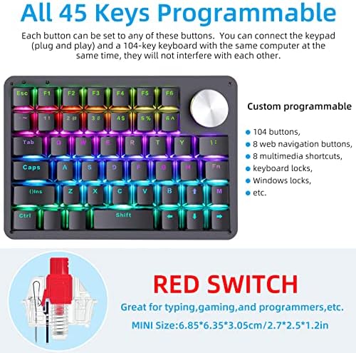 Koolertron One Handed Mechanical Gaming Keyboard, 45-Key Fully Programmable - Image 3